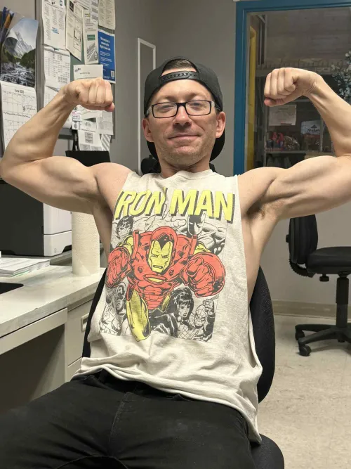 Airing out my sweaty pits at work