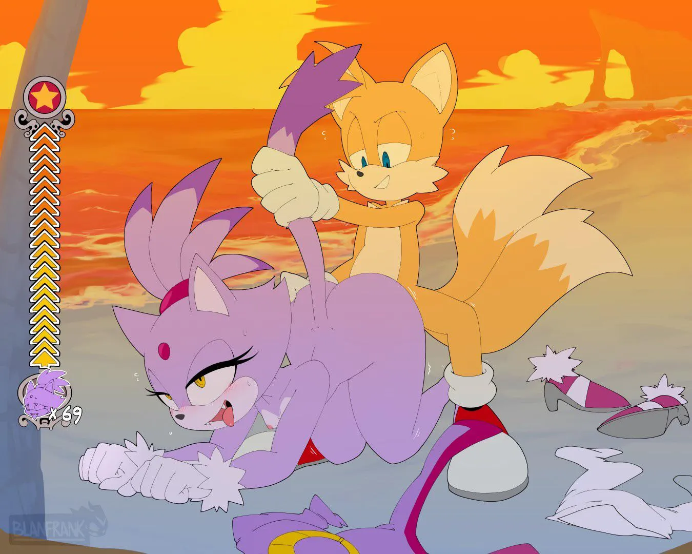 Blaze the cat Fucked by Tails under the sunset on the beach