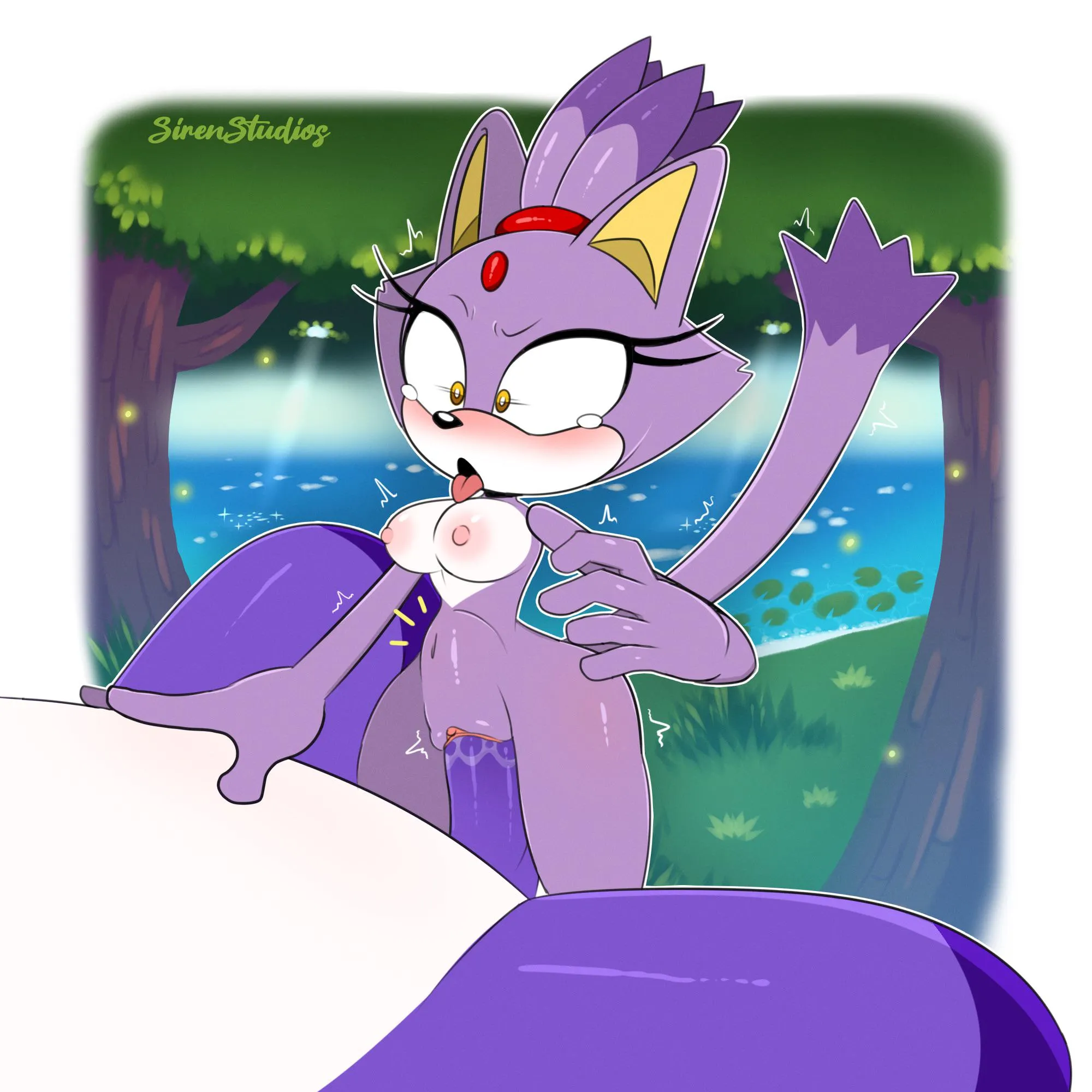 Blaze the cat Rides Big Cock in the Woods