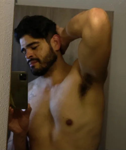 Fresh out of the gym… still sweaty, still yours to smell.