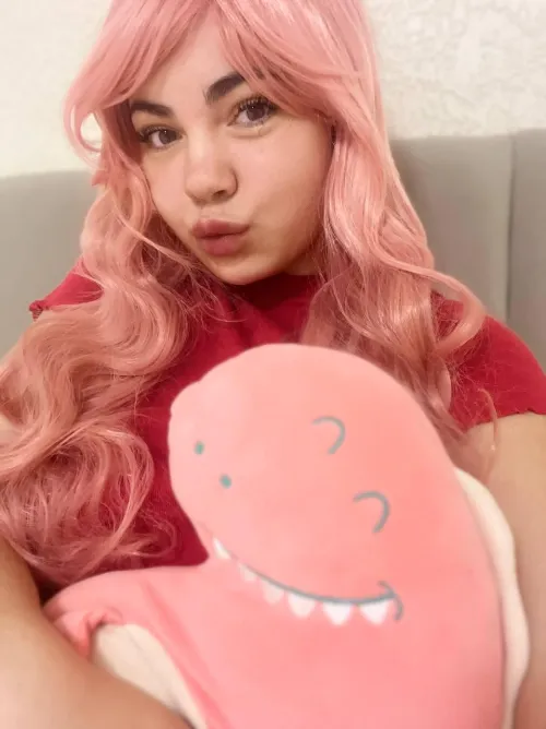 I love cuddling with my dinosaur