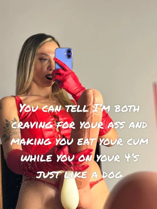 Bark for me for command to be served your cum.