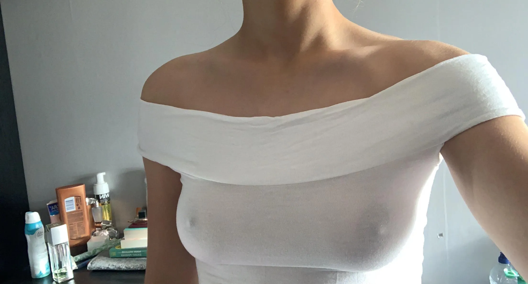 i love going braless in see through tops ;)
