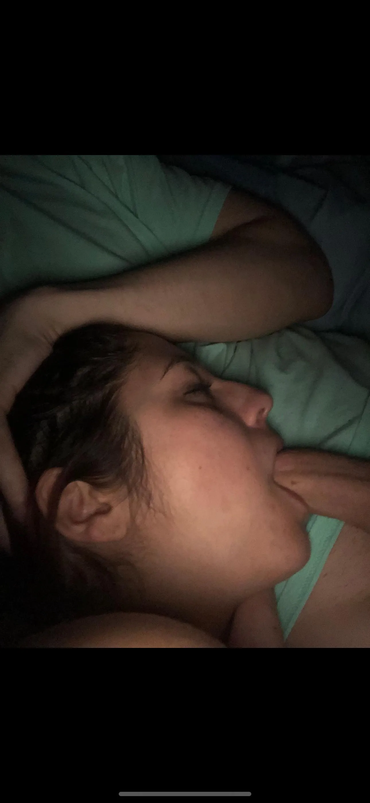 She likes to sleep with it in her mouth like a pacifier. I wake her up by cumming in her throat.