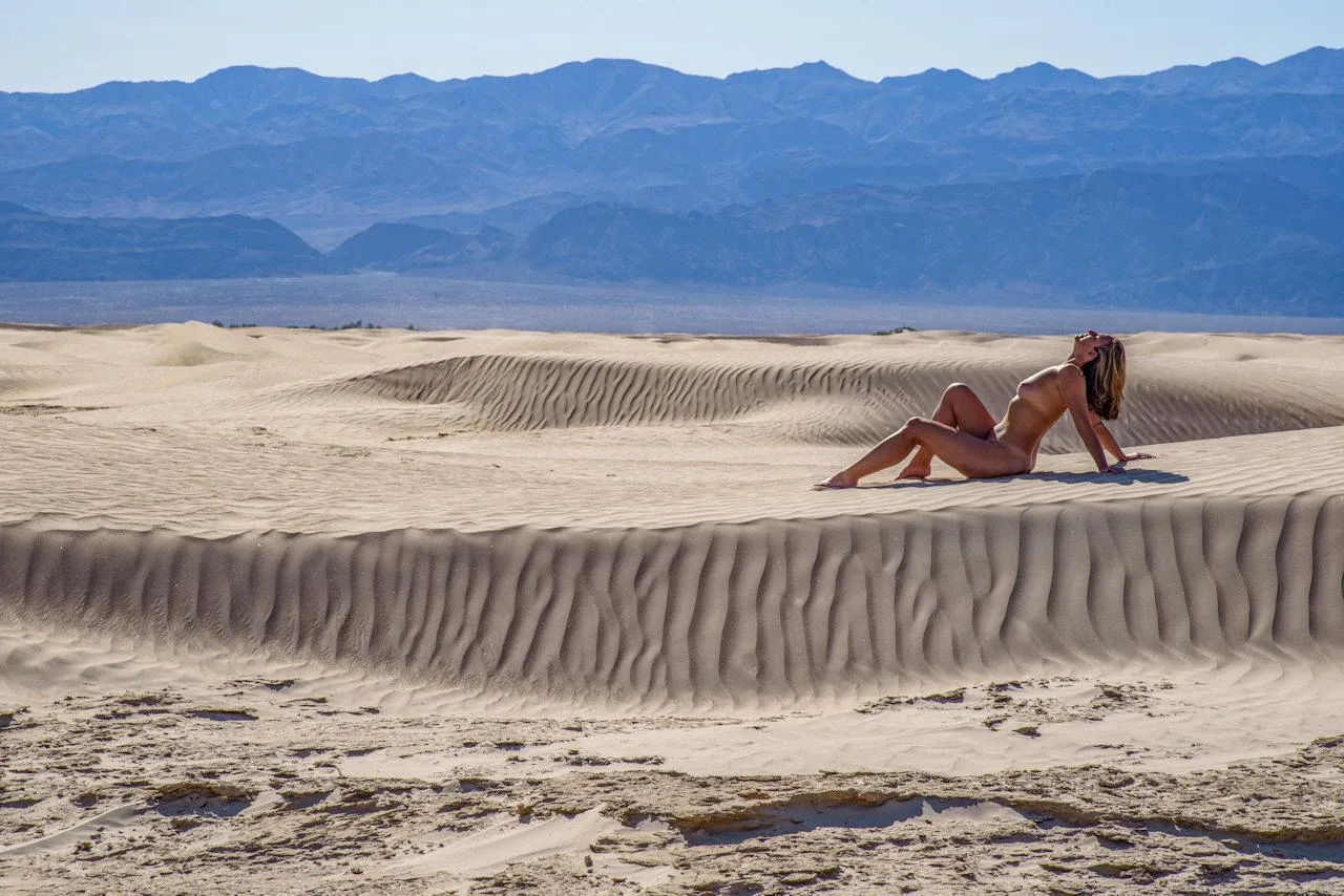 Enjoying the Death Valley sunshine.