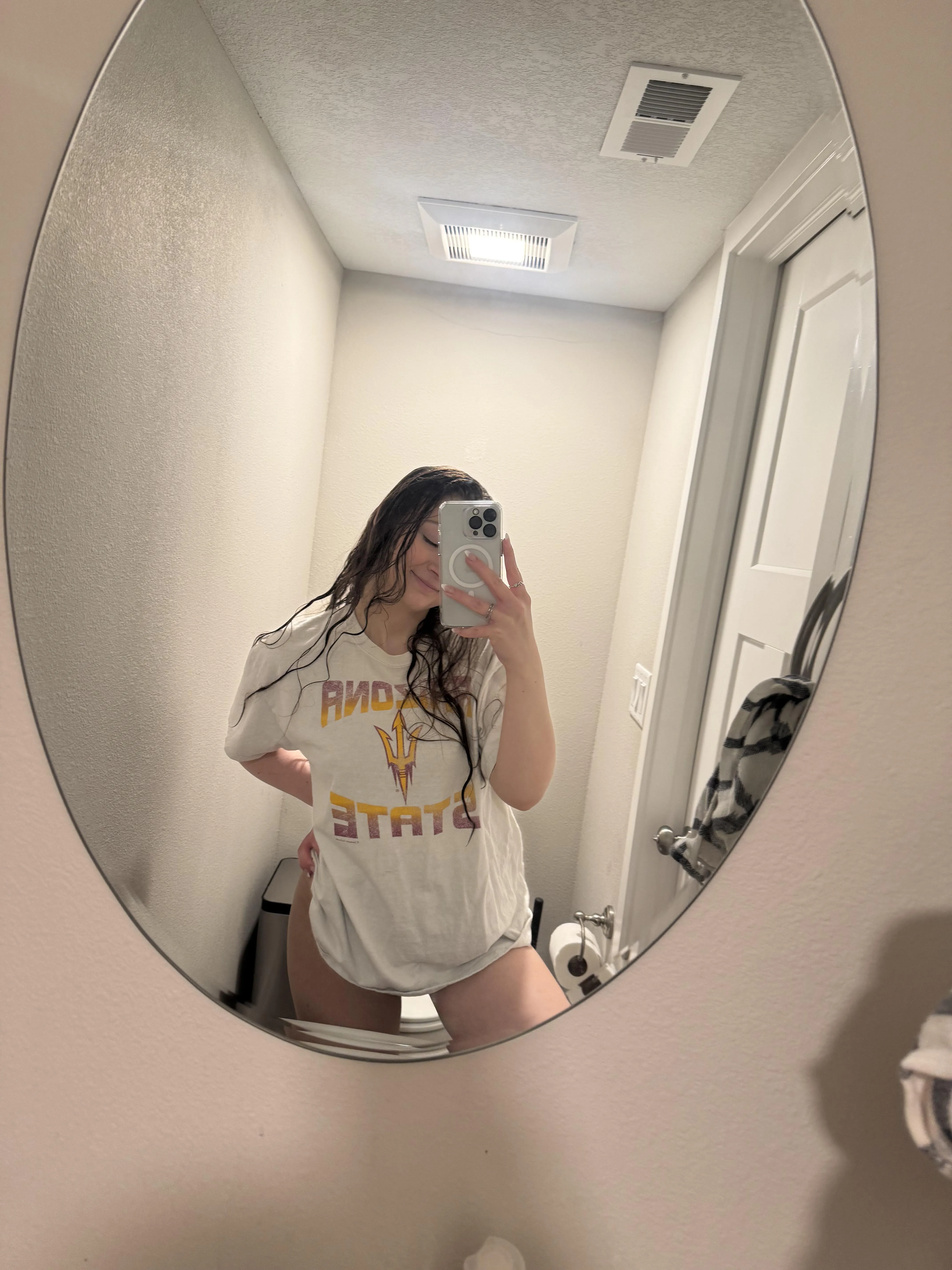 Just showered. Do you like my pjs? p.s. there’s nothing underneath