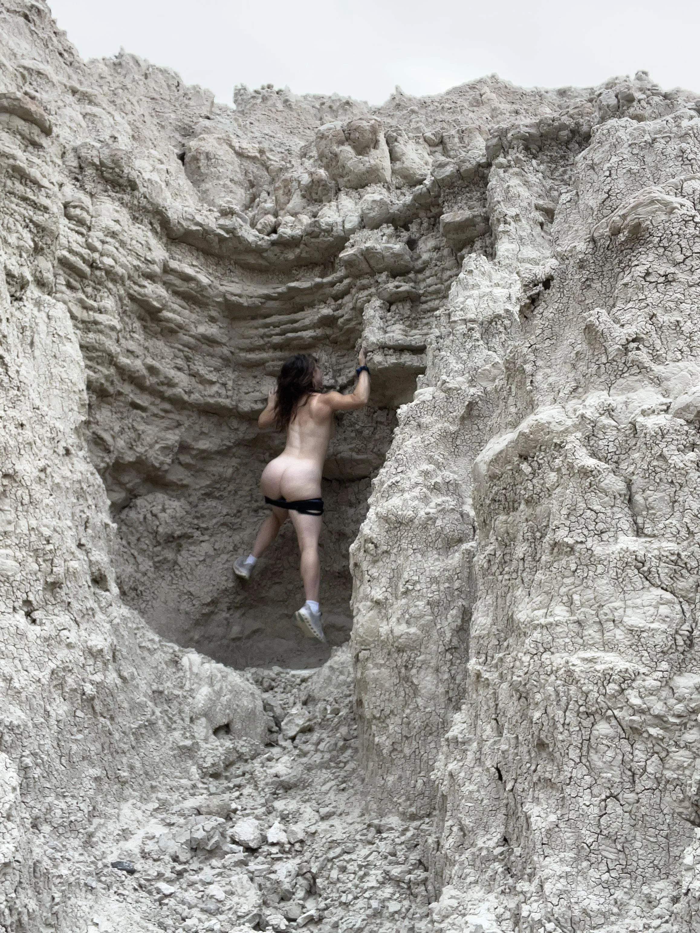 Nude rock climbing