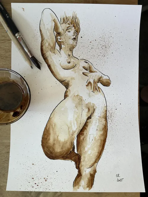 RedsReferences - pencil sketch colored with coffee by me