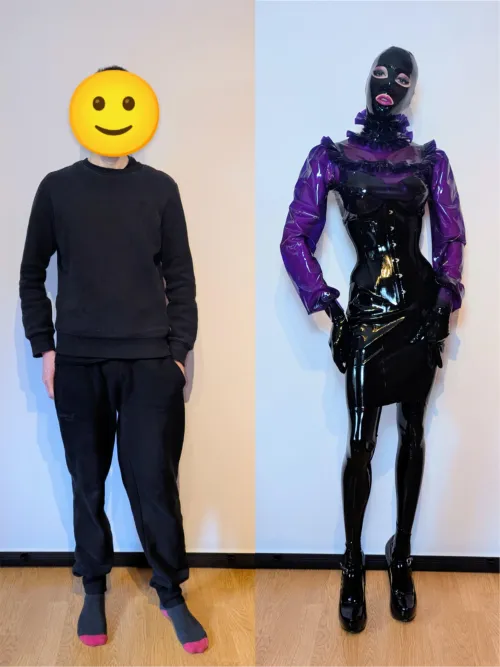 Before and after becoming a rubberdoll 💜✨