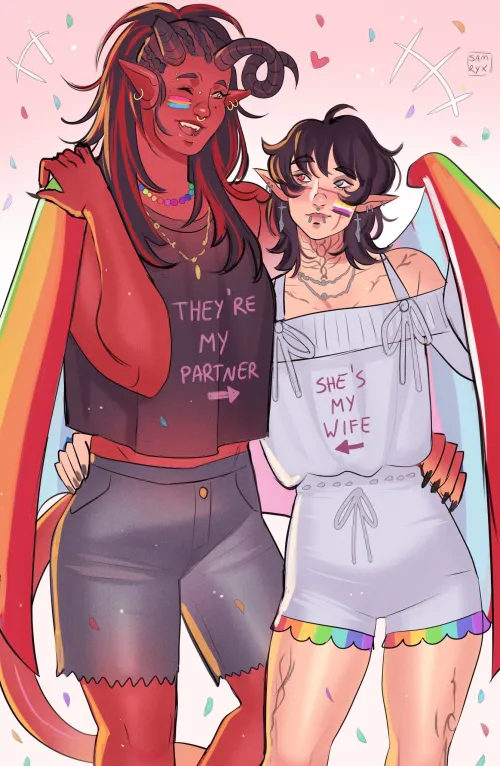 Karlach & Tav at Pride (Samjyx) [Baldur’s Gate]