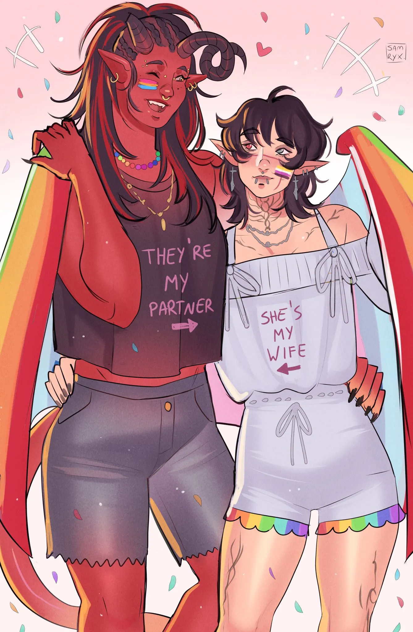 Karlach & Tav at Pride (Samjyx) [Baldur’s Gate]