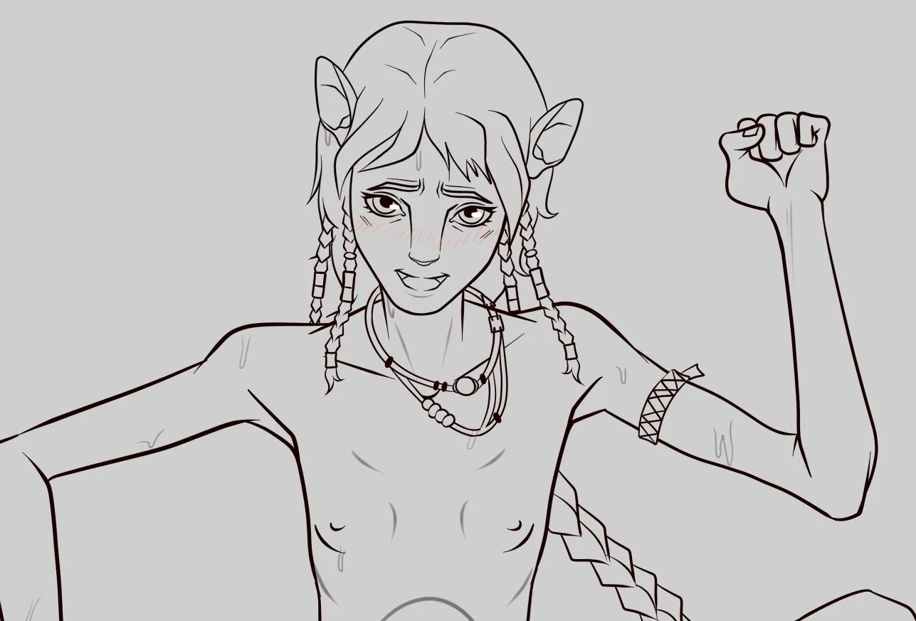 Naked Kiri blushing (brucoenthusiast)