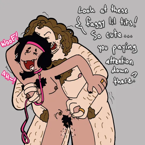 making fun of his husbands boobs like his arent bigger [oc]