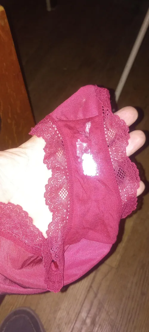 Next bump off the gusset panel of these freshly worn, pussy scented panties