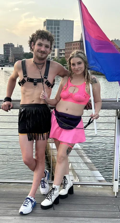 Out for a training walk around the city. He’s doing SO good listening to commands!! [domme]