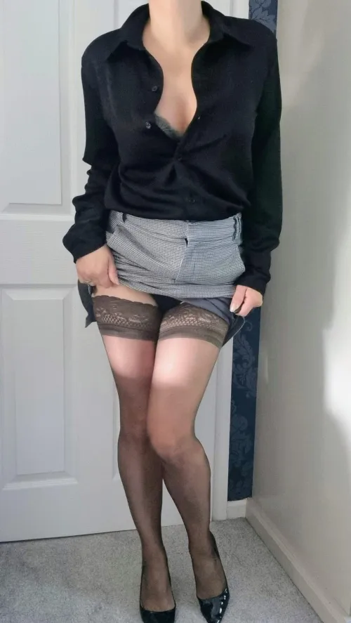 A glimpse of the thigh highs I've got on underneath my office clothes...