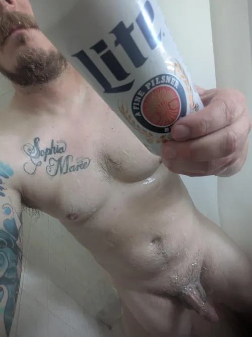 Cold one after a hot day of yard work