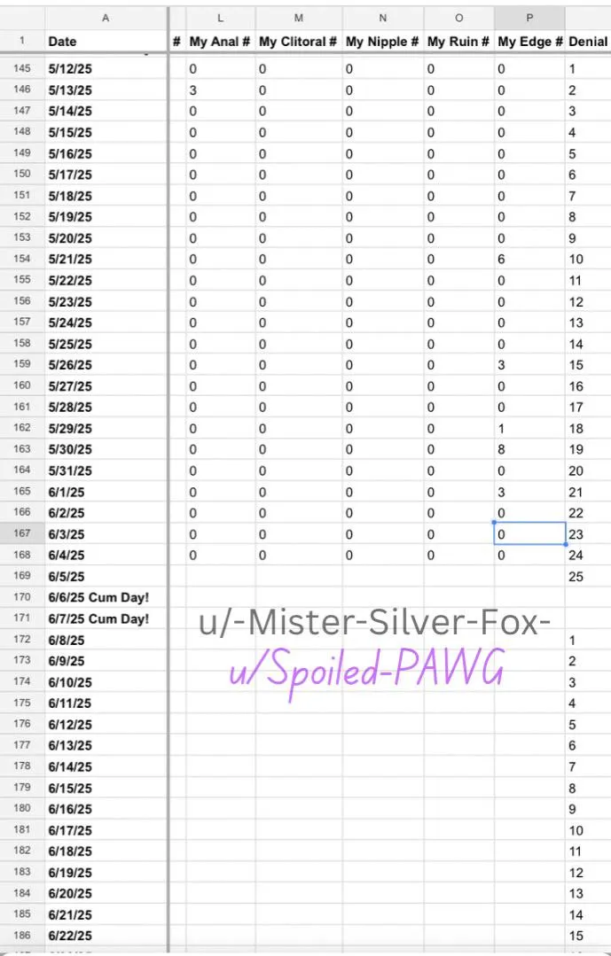 It’s been 22 days since my last anal orgasm. I asked Master to keep me completely denied til my next Cum Day (tomorrow), and it’s been fun, but I definitely miss Master being able to fuck my ass whenever he wants! He has to be careful because I cum e