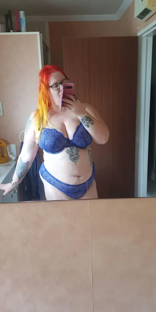 Tattooed bbw , blue set