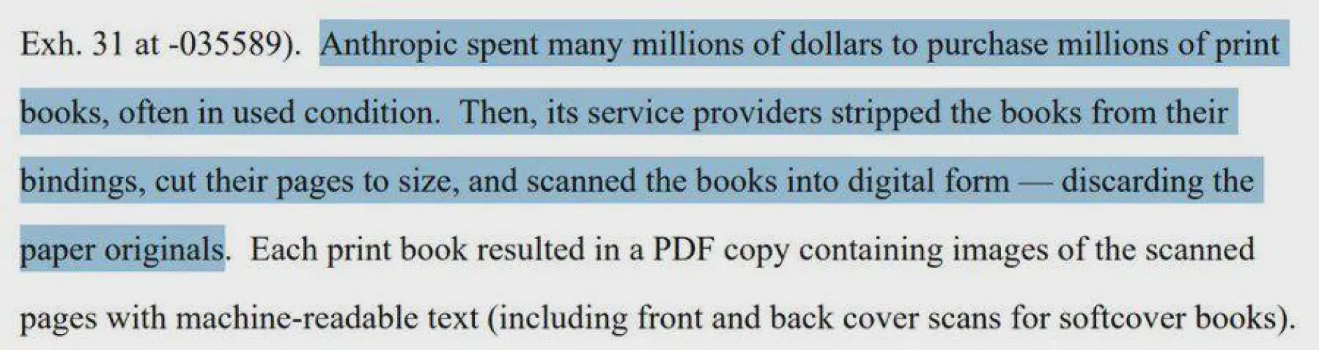 Based Anthropic consumes books, discards waste