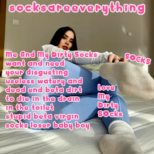 Be a goodboy and honor my divine socks. Waste your beta dirt in the nearest toilet for them! SocksAreEverything2 on ImageFap
