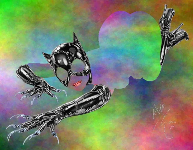 skin tight vinyl and claws