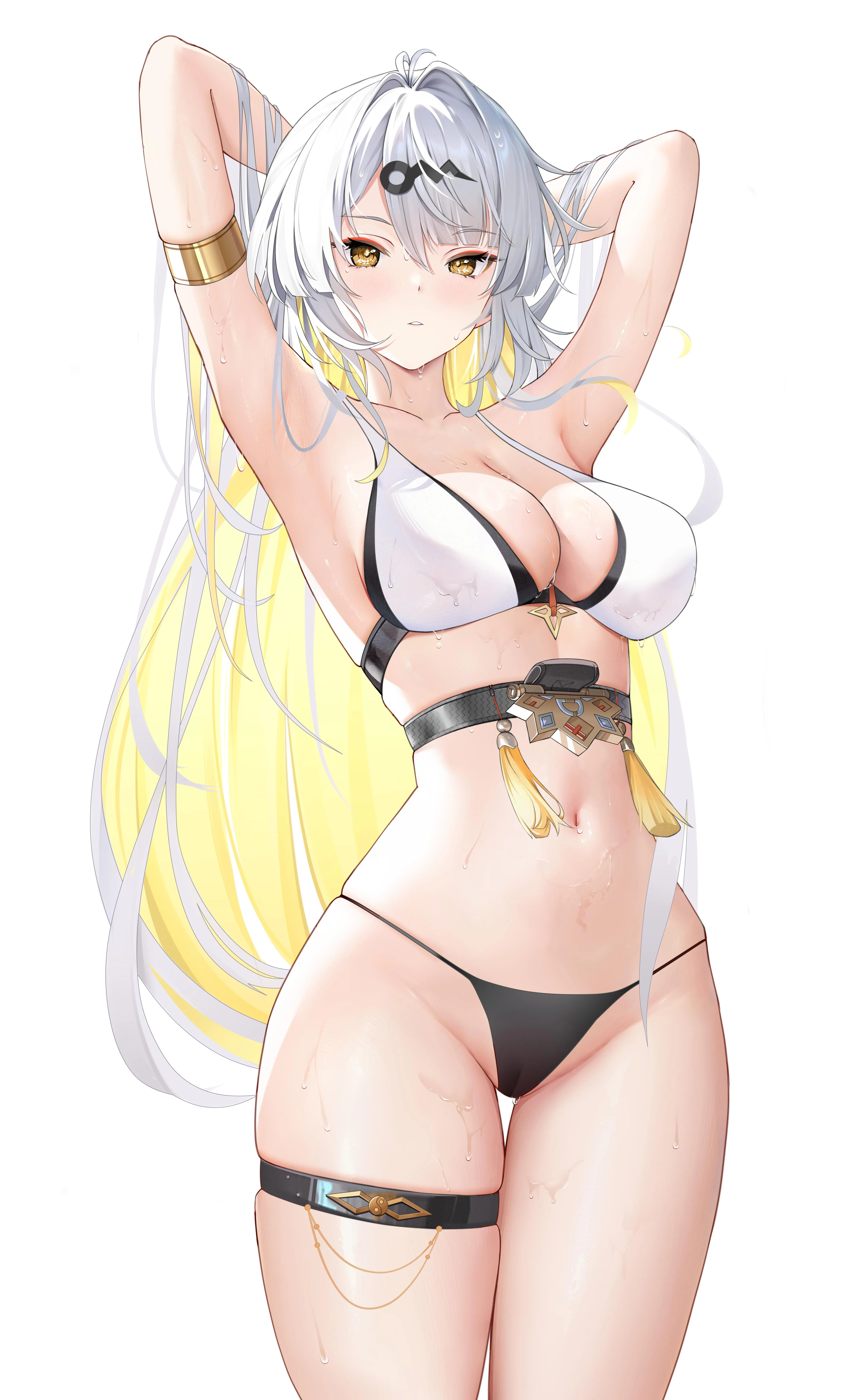 Swimsuit Yi Xuan stretching