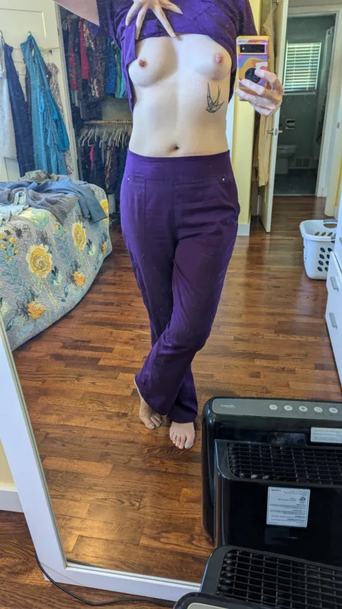 Finally home from my shift. Want to come over?