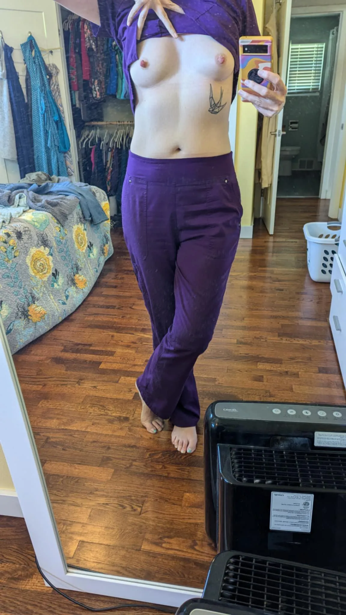 Finally home from my shift. Want to come over?