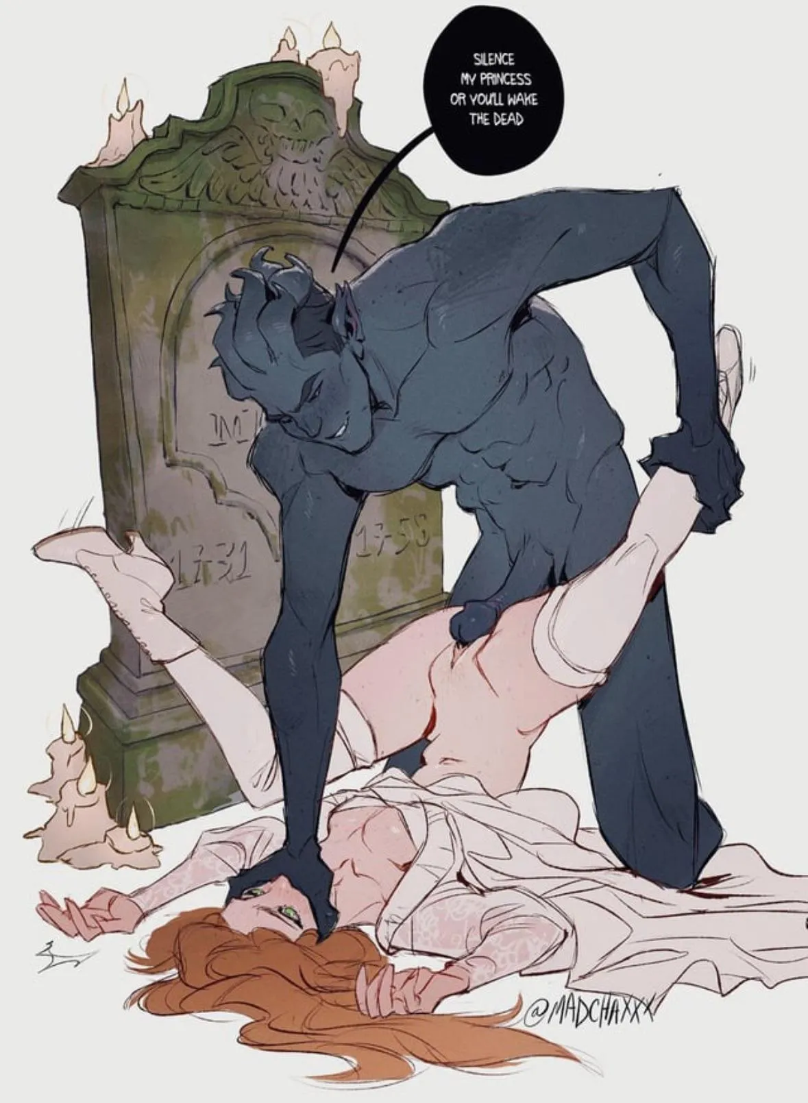 Fucking on the grave of the former husband