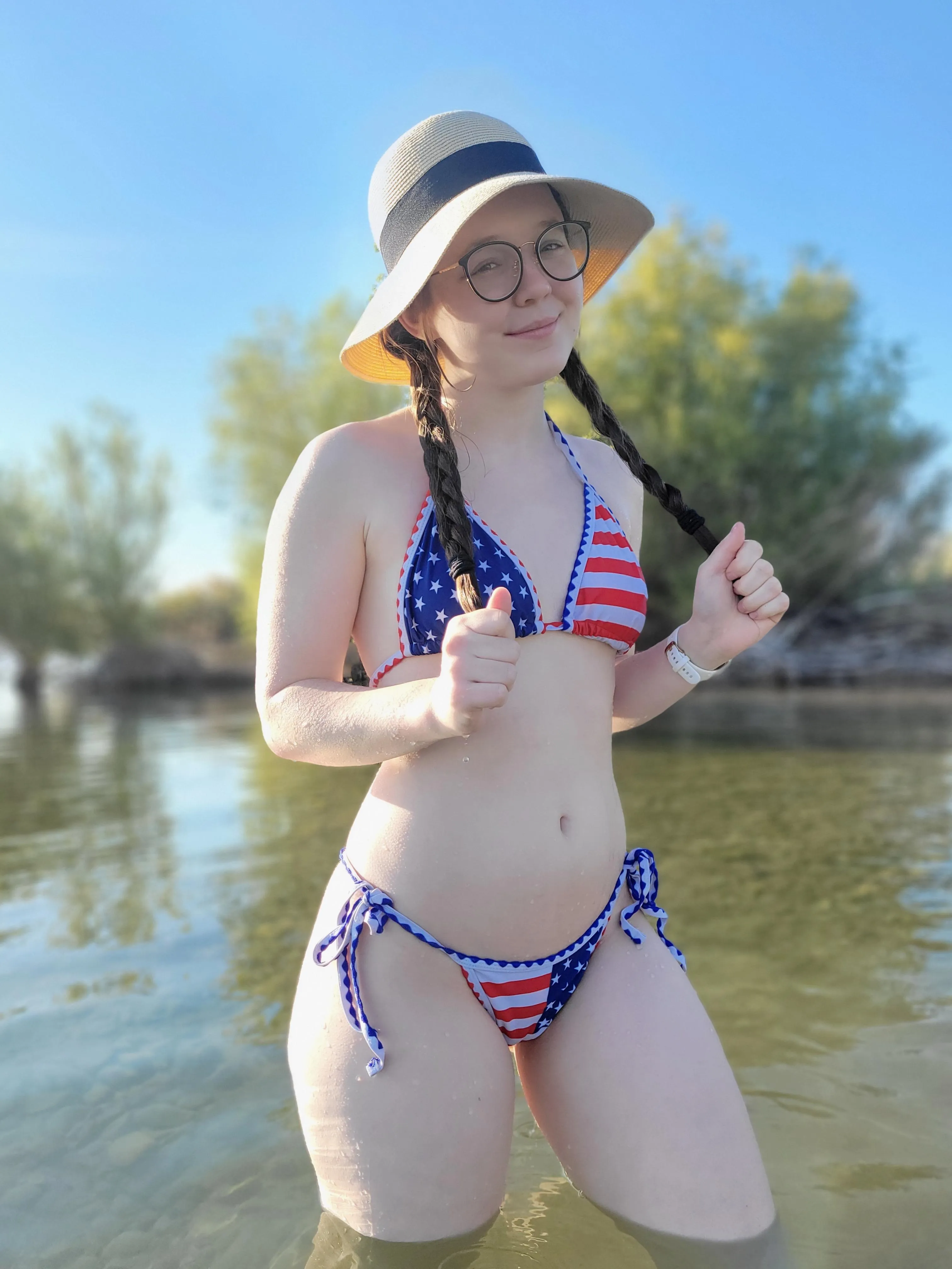 Glasses, bikini, and braids. Unbeatable trio :)