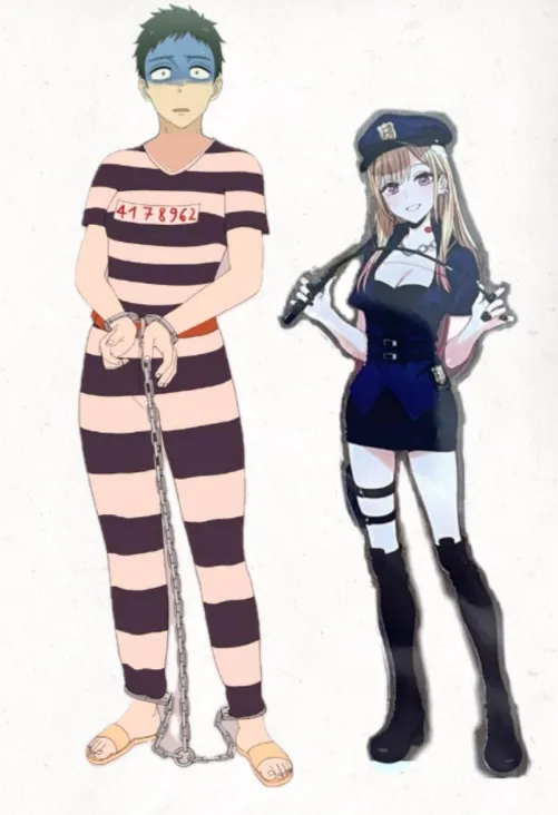 Marin Kitagawa as a Cop and Wakana Gojo as an inmate: