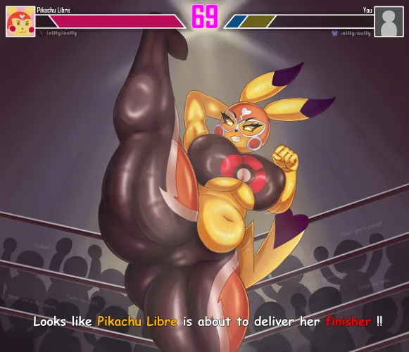 Pikachu Libre is preparing for a massive axe kick! (By me)