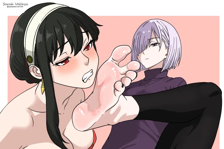 Yor Forger about to lick Fiona Frost's foot [Spy x Family]