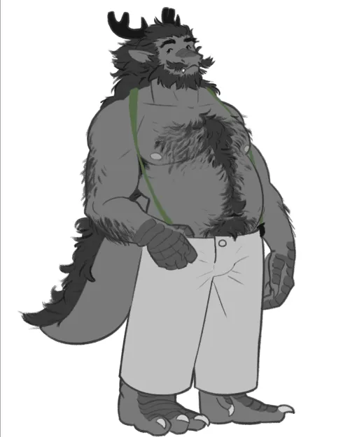 Bara dragon wearin his big pants with suspenders