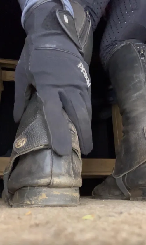 Dirty leather, slow zip, and that perfect moment you look up at me from the floor.