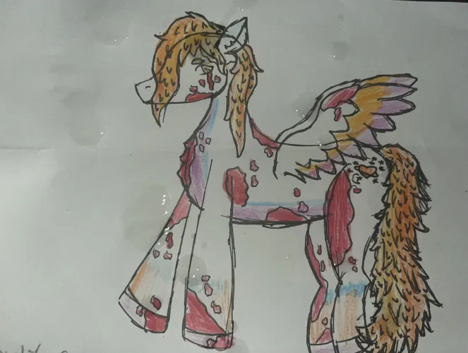 Don’t be mad yall but I got a white substance all over my pony drawing 😭