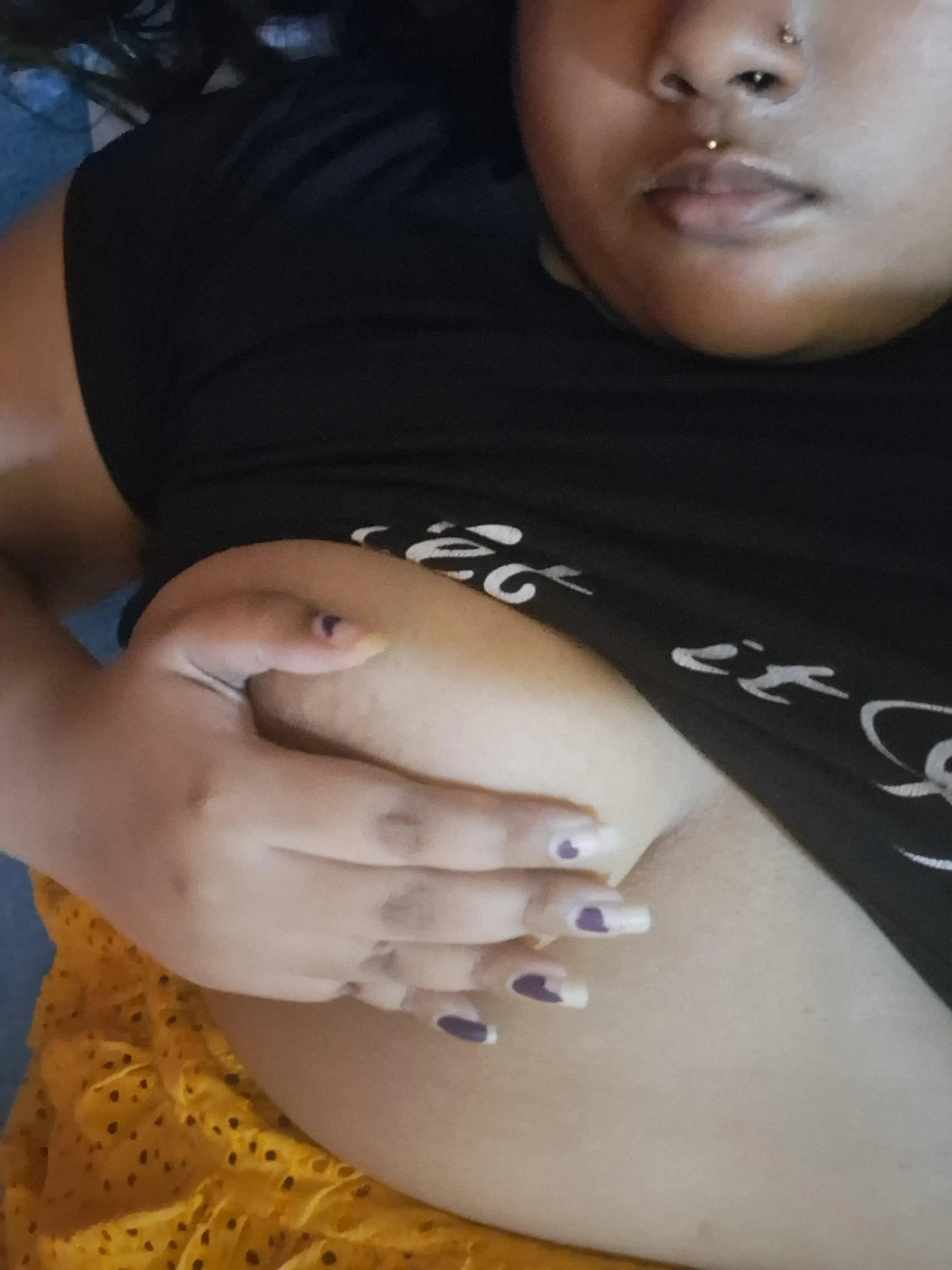 Cupping my breast with hand bra