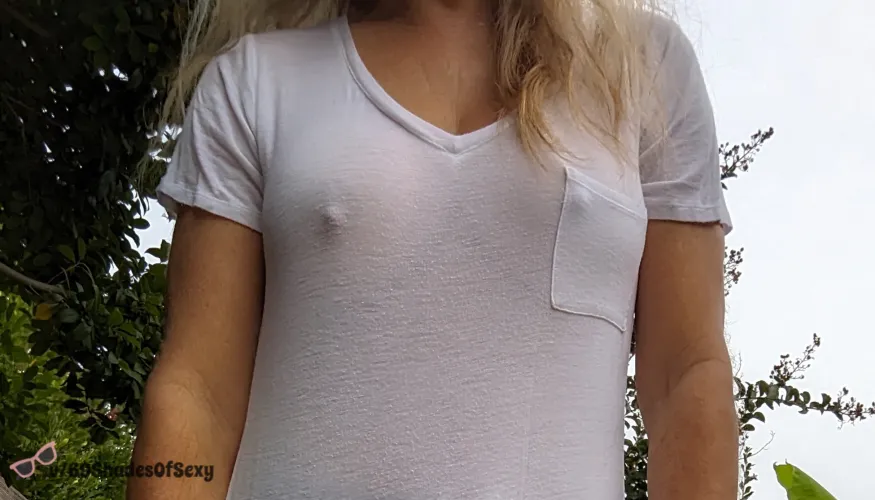 My simple T-shirt is a little worn out, but I still wear it to run errands