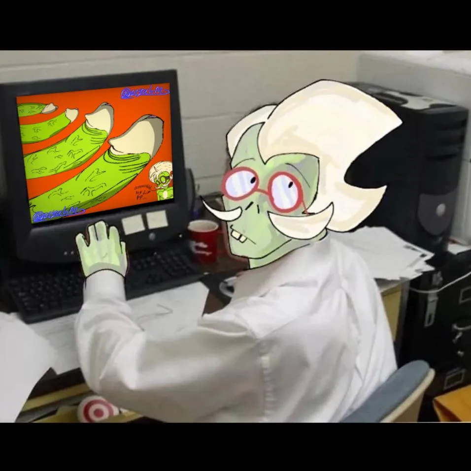 Professor Brainstorm looking at himself from a different multiverse of him lol he confused why he grow a big huge dick