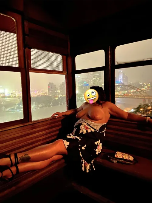 Boobs out is the only way to ride the Duquesne Incline after getting caught in the rain!