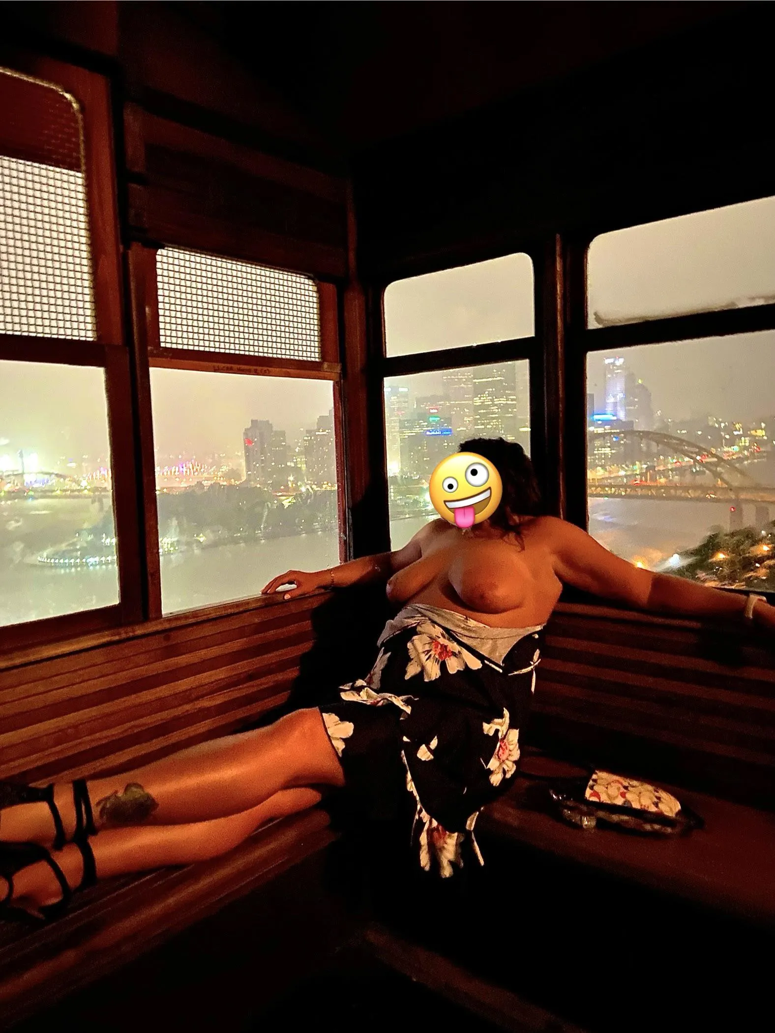 Boobs out is the only way to ride the Duquesne Incline after getting caught in the rain!