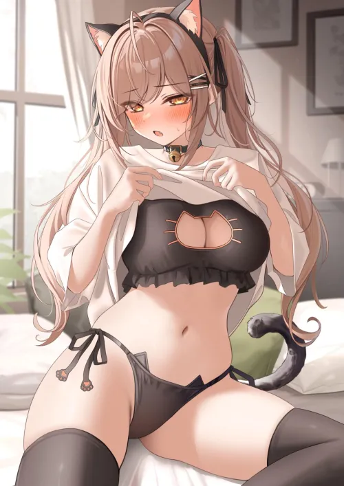 Showing her neko lingerie [Artist's OC]