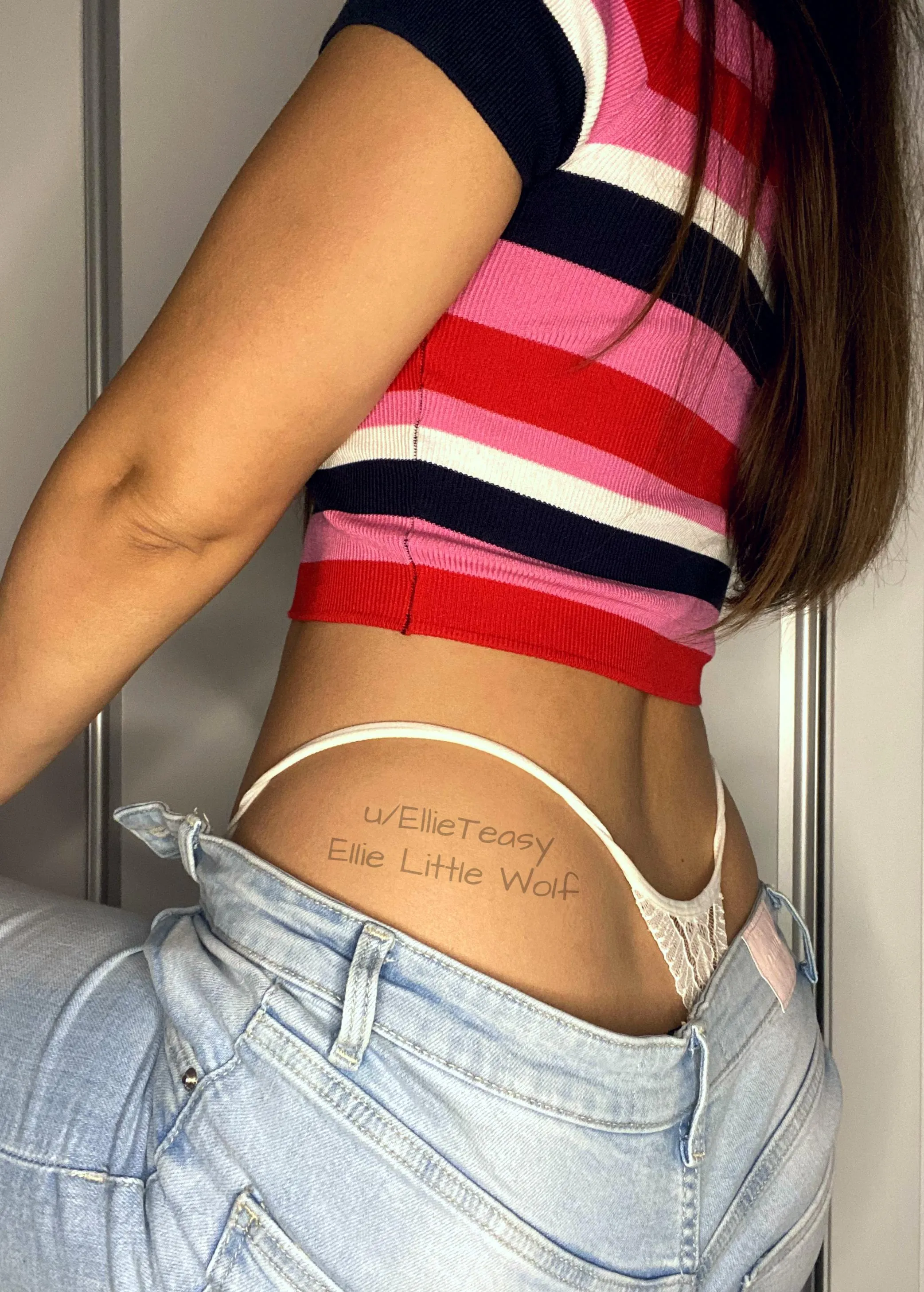 Feeling that string peek through my low rise jeans