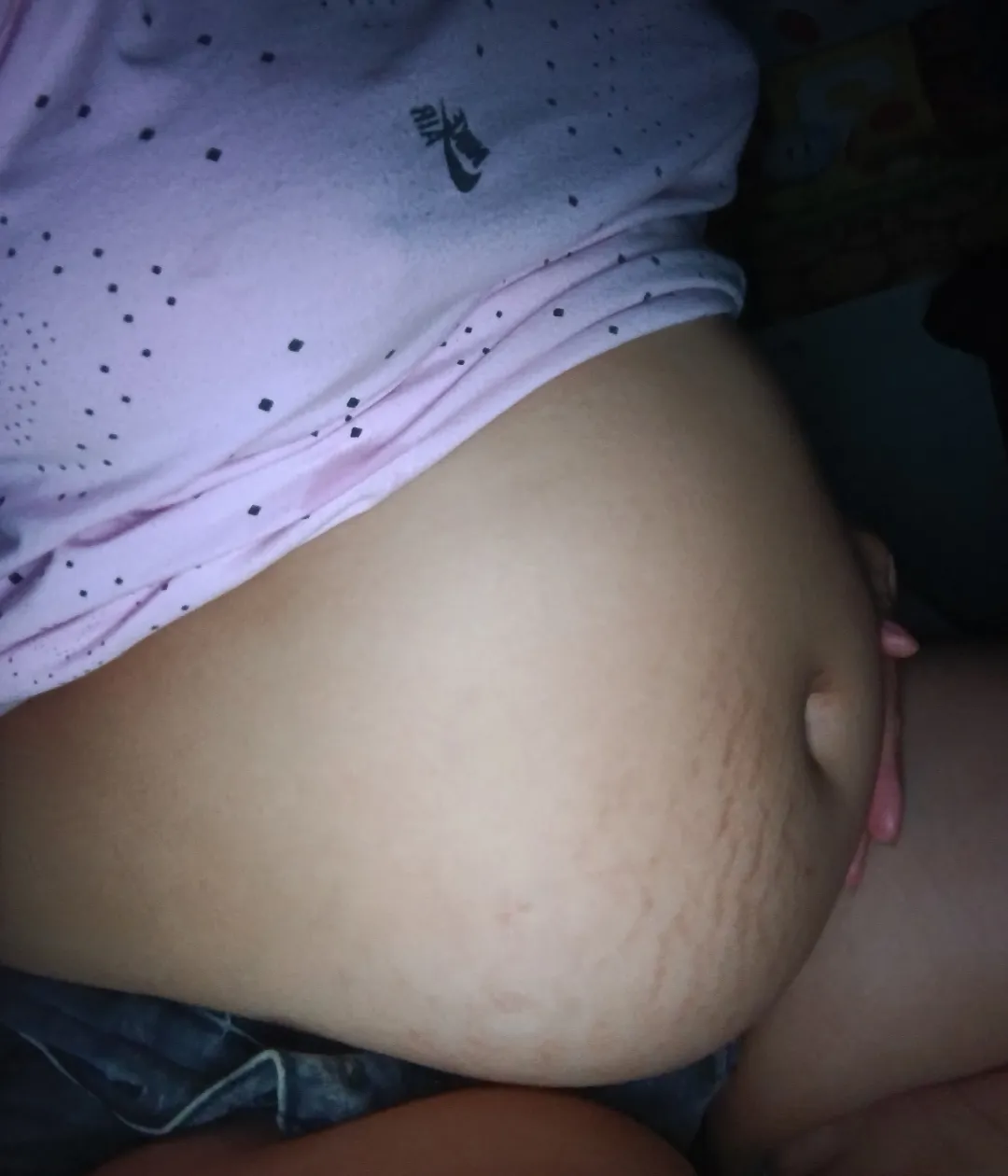 A little cum on my belly to rub on it