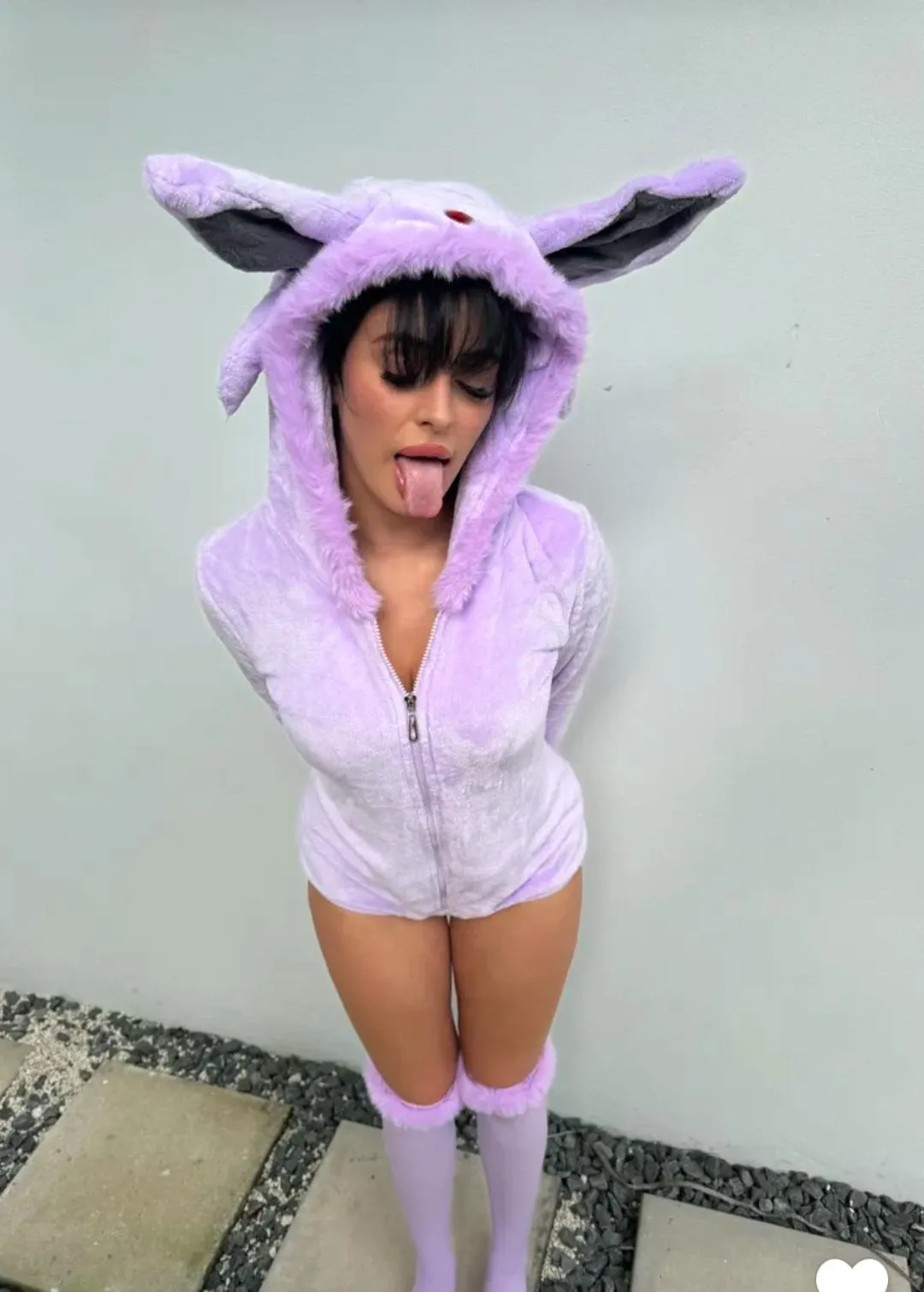 Camilla araujo in fluffy pokemon outfit 💜