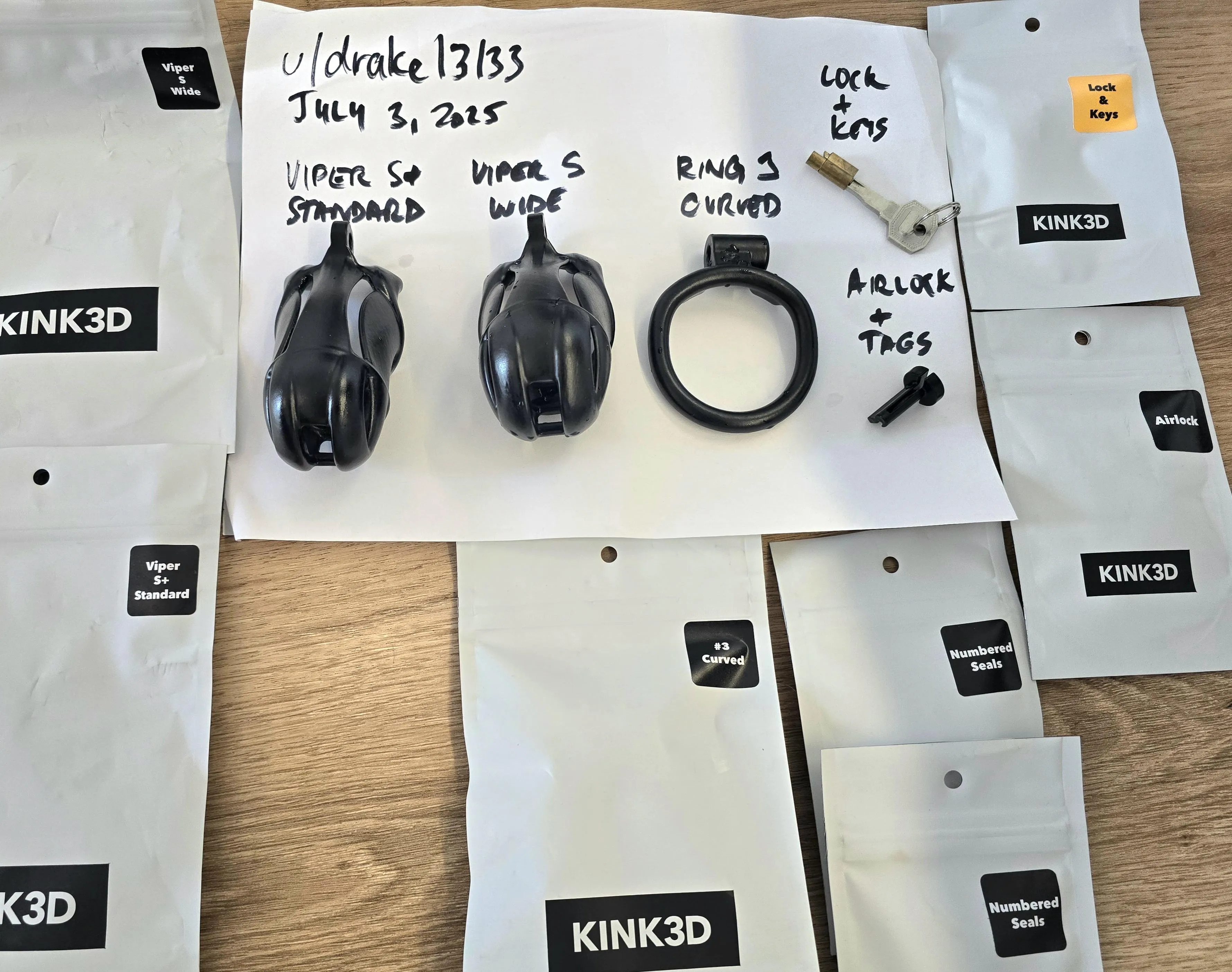 [EU, UK] [2 VIPER Black Cages (S wide, S+ standard), Ring #3 curved, AirLock, 20 Numbered seals, Lock and 2 Keys] - SELL