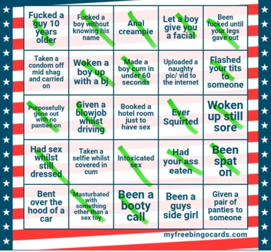 My girl’s bingo card