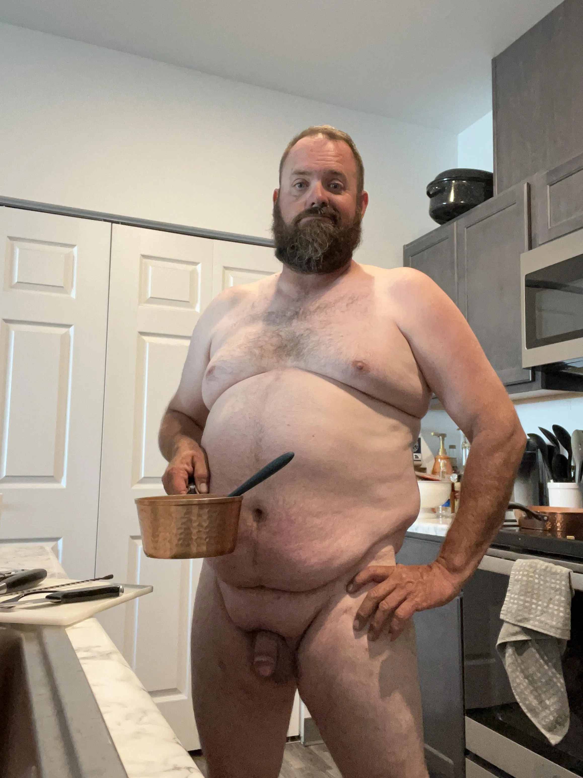 Aren’t doing the dishes always fun, but hey at least I’m nude