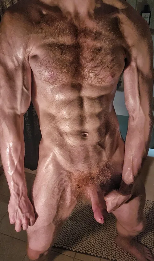 Covered in hair and sweat